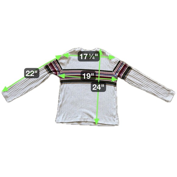 Vintage 90s Y2K Stretch Striped Ribbed Knit Shirt Whimsigoth Preppy Womens M - Picture 6 of 6